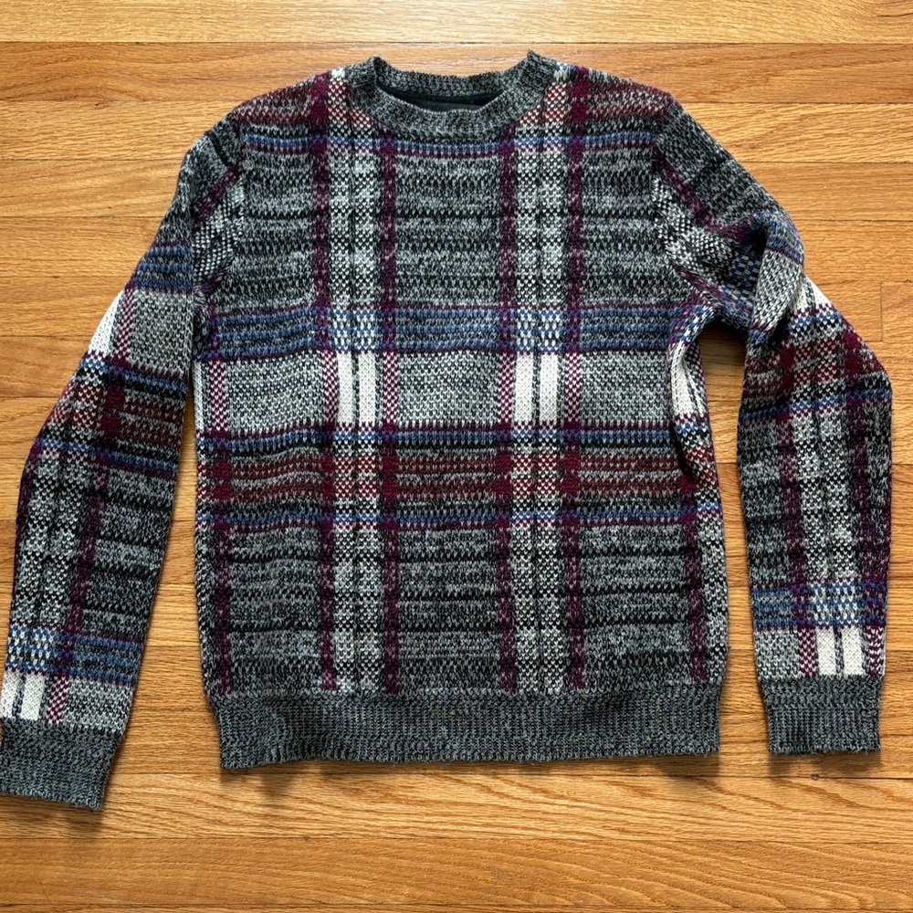 Jenni Kayne Purple and Grey Plaid Sweater